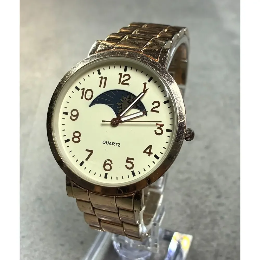 American Eagle Men's Sun Moon Phase Watch 40mm Rose Gold 7.5